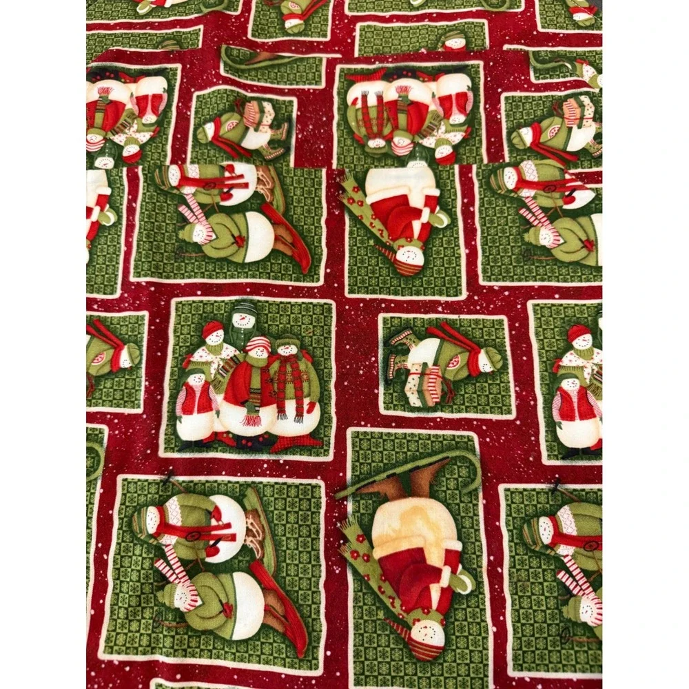Handcrafted Placemats Red Green Snowman Reversible Christmas Holiday Set of 3
